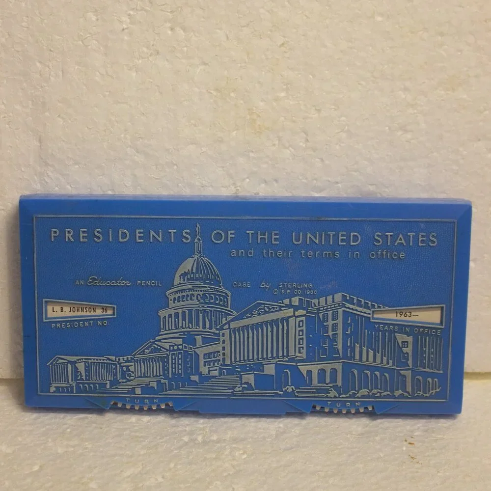 Vintage Sterling Plastics Presidents of the United States Educator Pencil Case